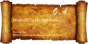 Ondrásik Ambrus névjegykártya